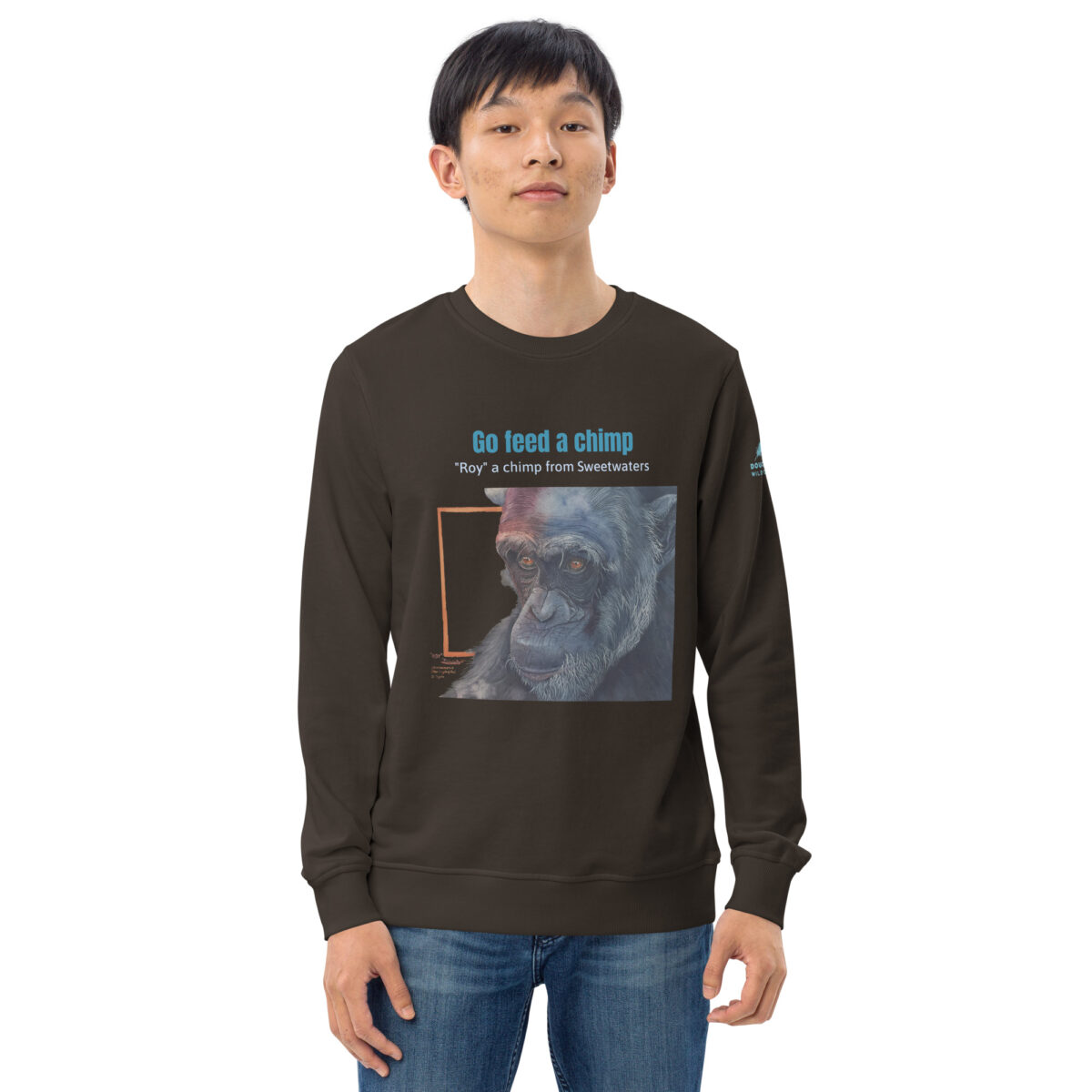 Unisex organic sweatshirt, Go feed a chimp - Image 24