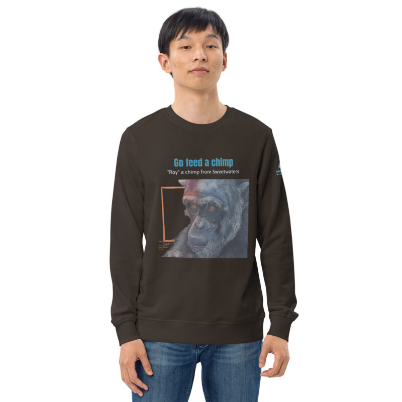 Unisex organic sweatshirt, Go feed a chimp - Image 24