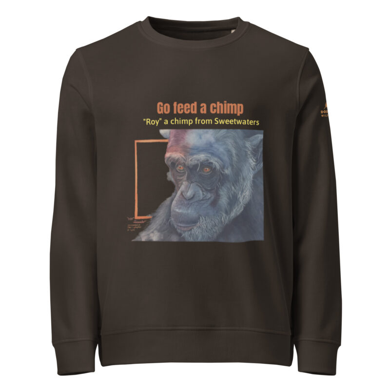 Unisex organic sweatshirt, Go feed a chimp - Image 5