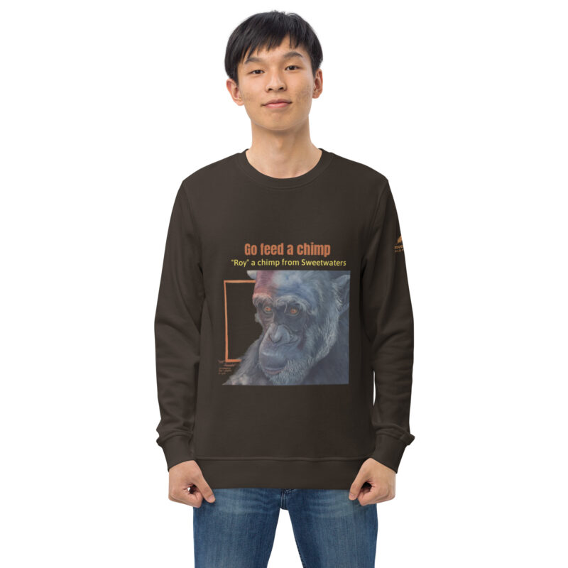 Unisex organic sweatshirt, Go feed a chimp - Image 20