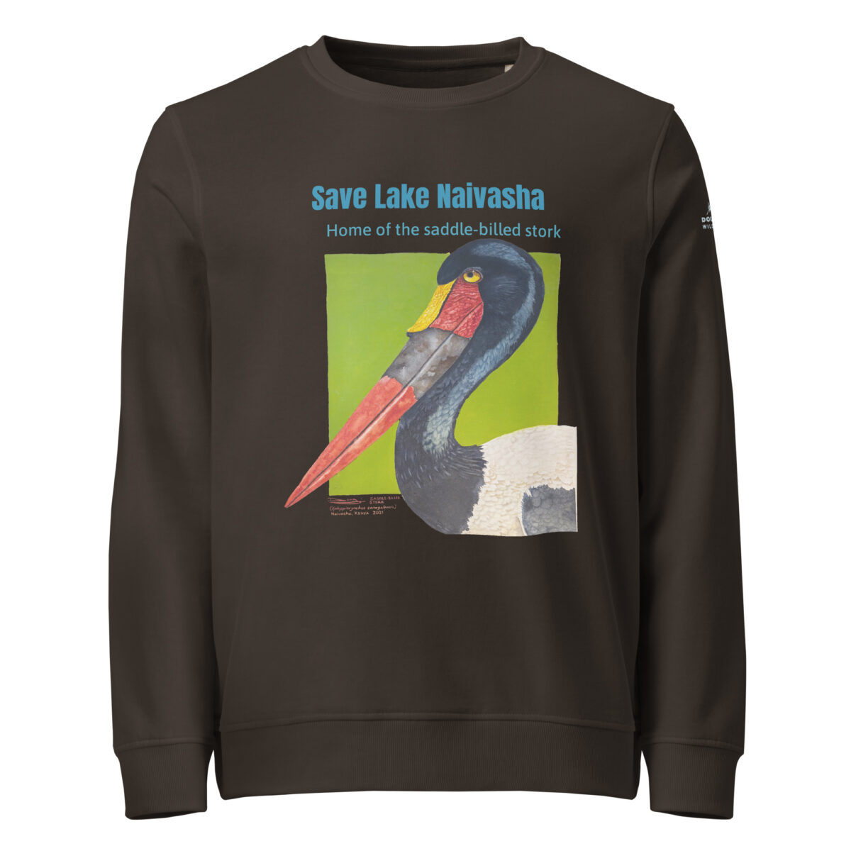 Unisex organic sweatshirt, save Lake Naivasha (saddle-billed stork) - Image 5