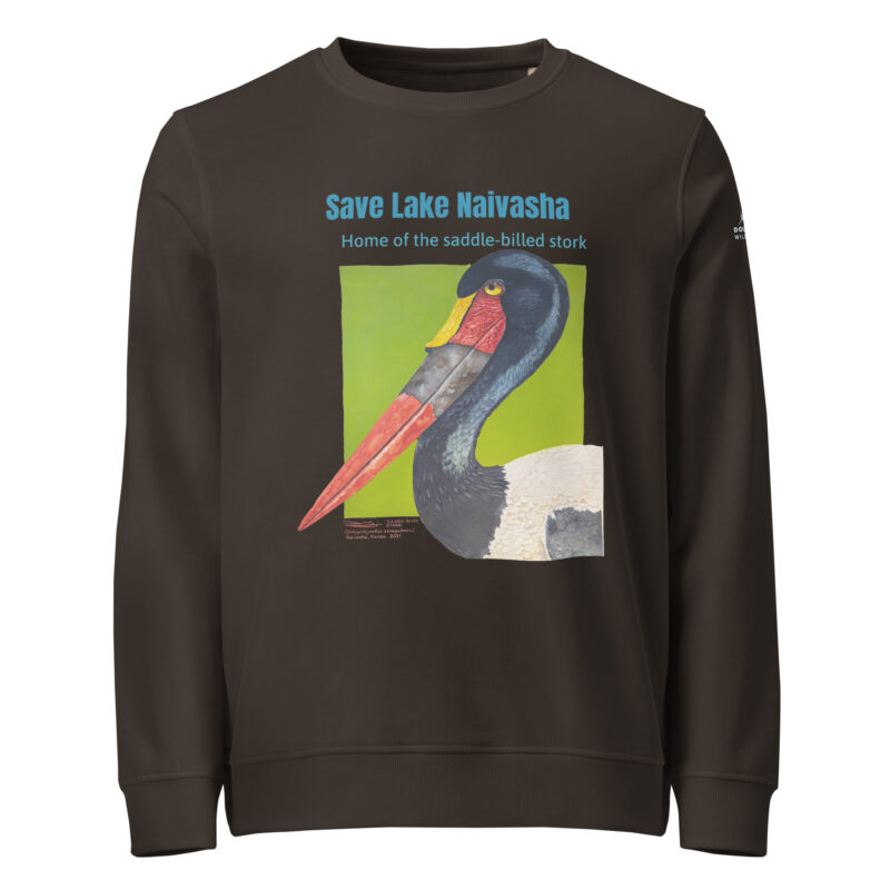 Unisex organic sweatshirt, save Lake Naivasha (saddle-billed stork) - Image 6