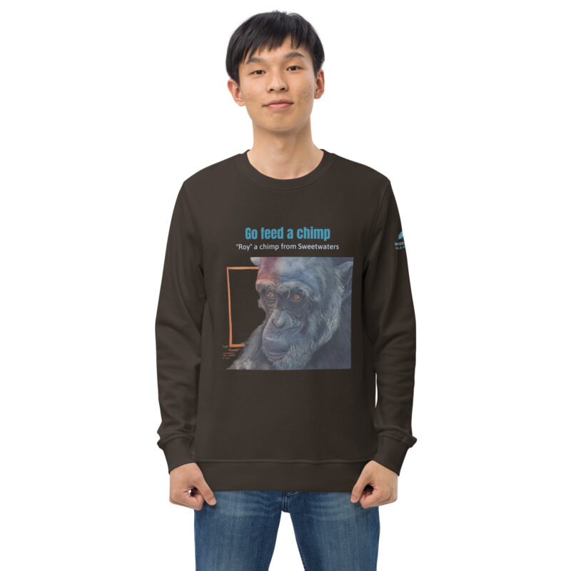 Unisex organic sweatshirt, Go feed a chimp - Image 23