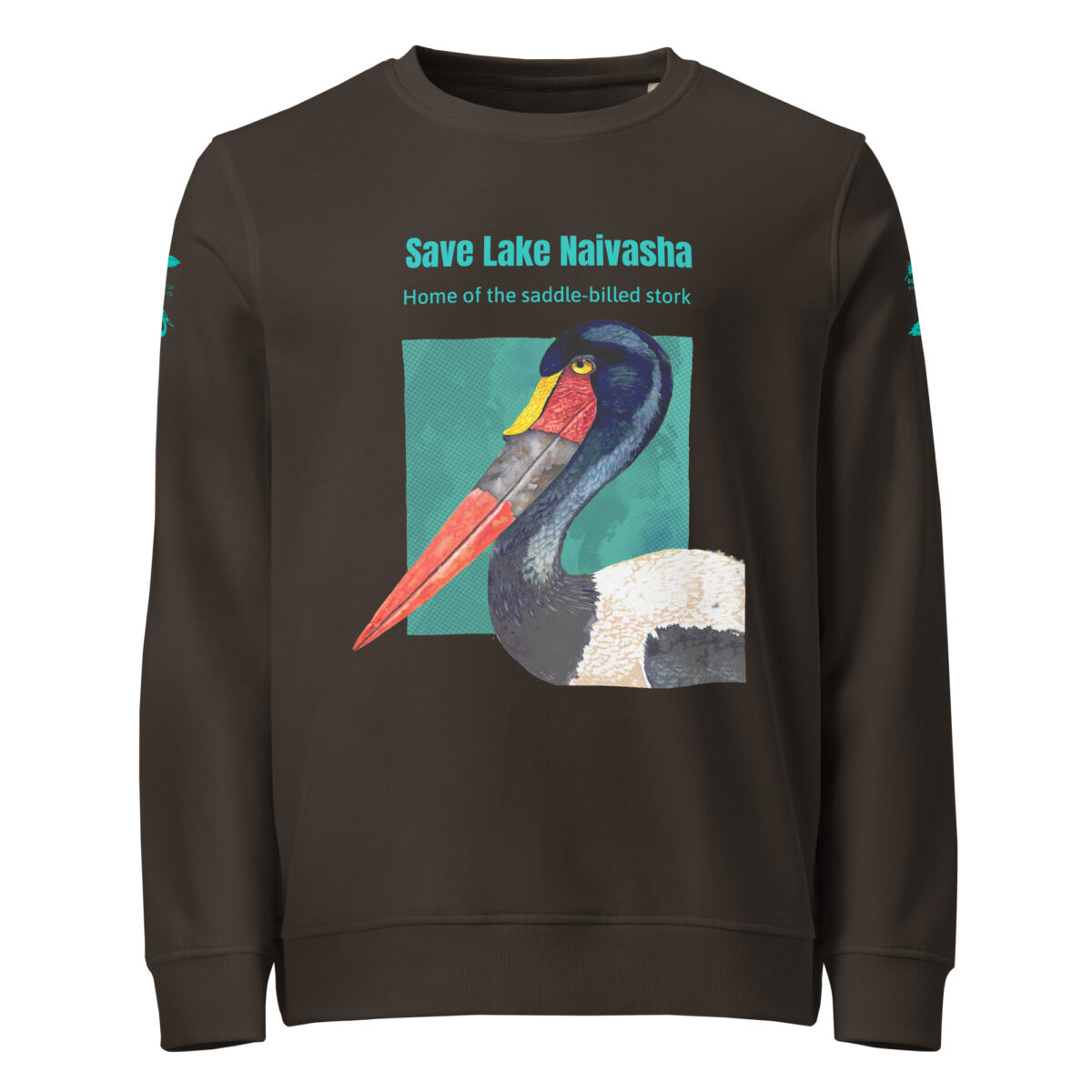 Unisex organic sweatshirt, save Lake Naivasha (saddle-billed stork) - Image 105