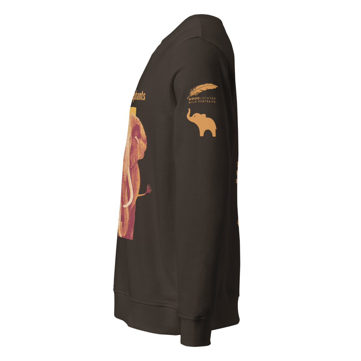 Unisex organic sweatshirt, Save the elephants (posterized art of "Tim",one of te last of thegiant tuskers. - Image 6