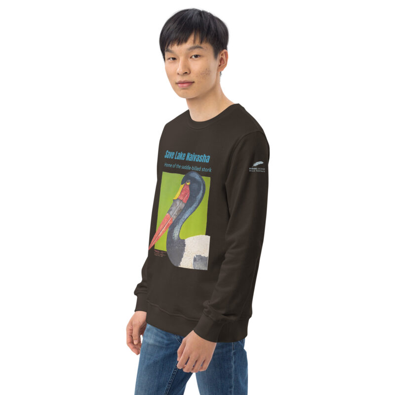 Unisex organic sweatshirt, save Lake Naivasha (saddle-billed stork) - Image 30