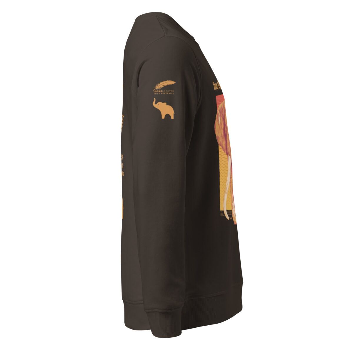Unisex organic sweatshirt, Save the elephants (posterized art of "Tim",one of te last of thegiant tuskers. - Image 62