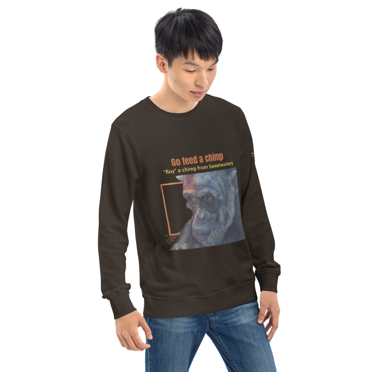 Unisex organic sweatshirt, Go feed a chimp - Image 26