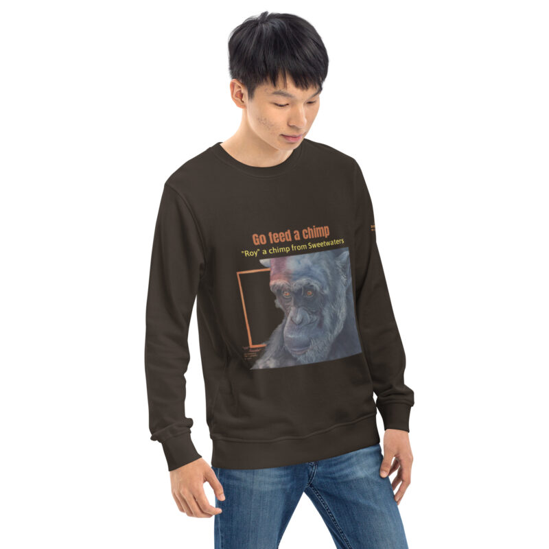 Unisex organic sweatshirt, Go feed a chimp - Image 26