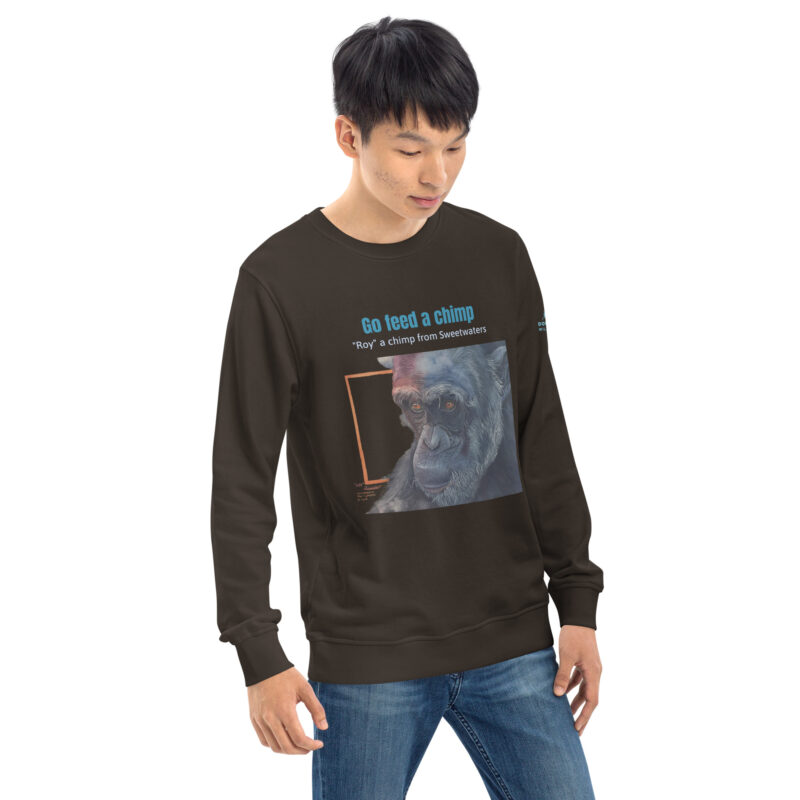 Unisex organic sweatshirt, Go feed a chimp - Image 29