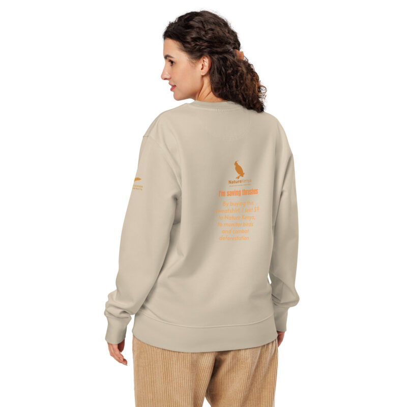 Unisex organic sweatshirt 2, Save the Taita thrush - Image 9