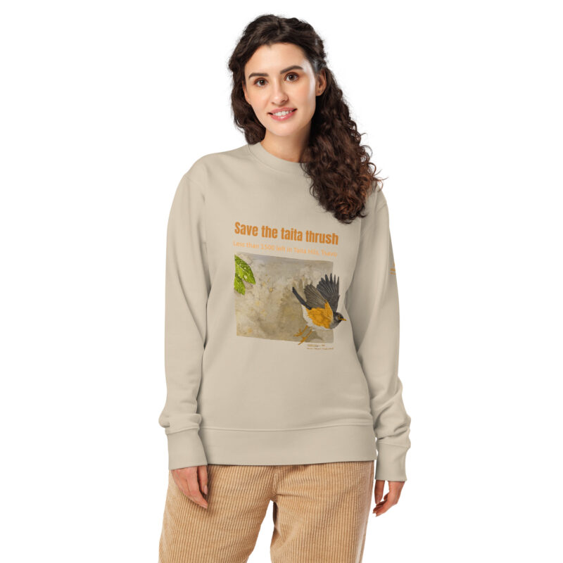 Unisex organic sweatshirt 2, Save the Taita thrush - Image 10