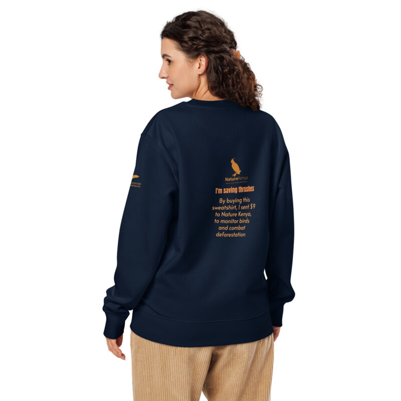 Unisex organic sweatshirt 2, Save the Taita thrush - Image 5