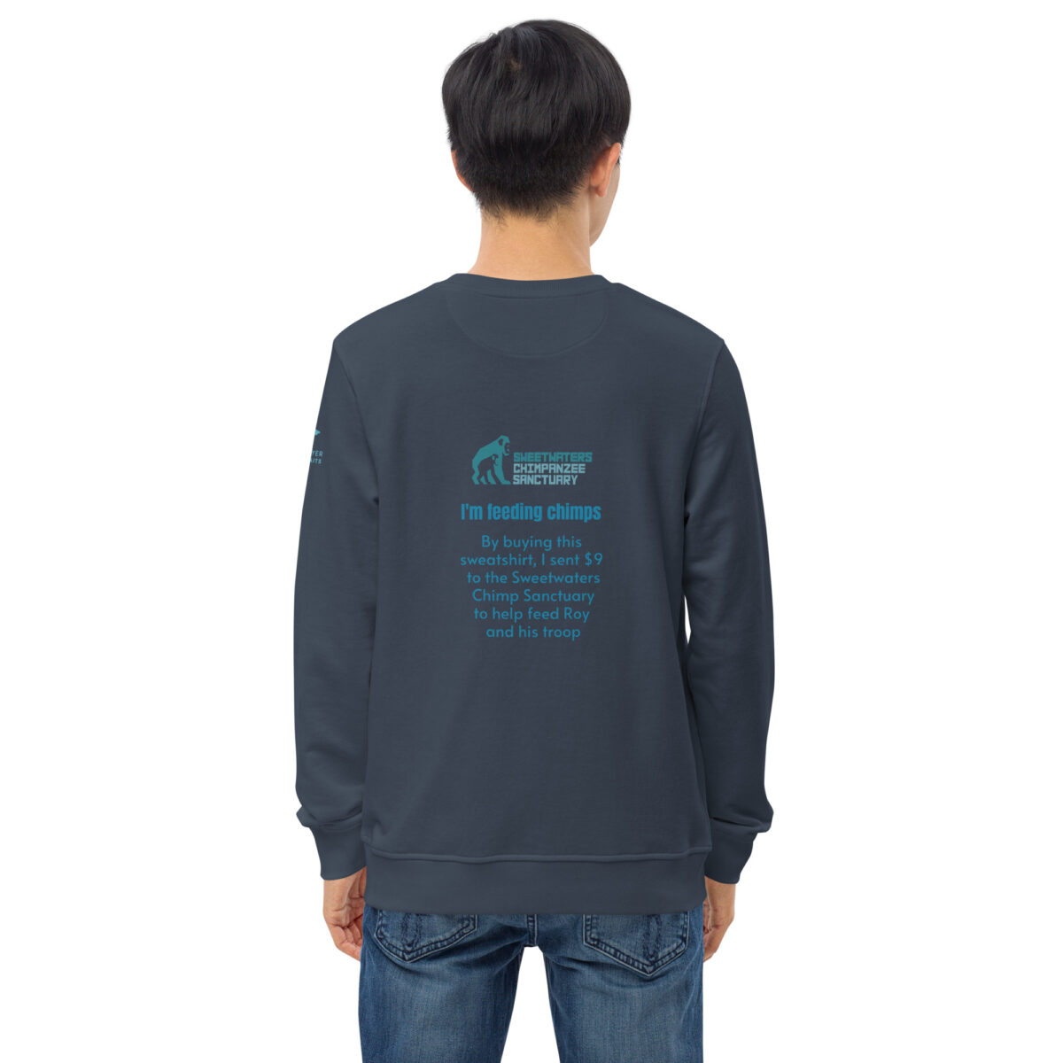 Unisex organic sweatshirt, Go feed a chimp - Image 32