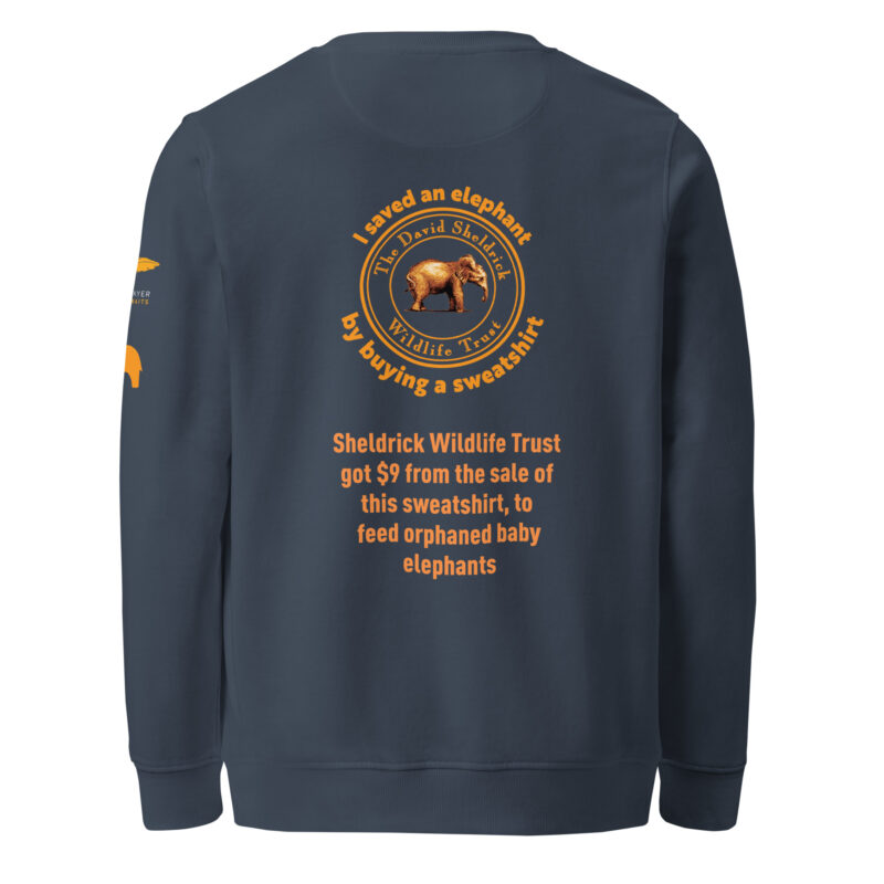 Unisex organic sweatshirt, Save the elephants ("Tim") - Image 9