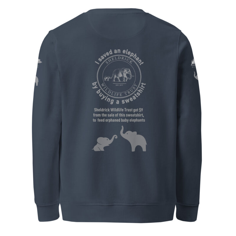 Unisex organic sweatshirt, save the elephants, grey text - Image 13