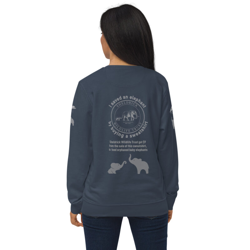 Unisex organic sweatshirt, save the elephants, grey text - Image 26