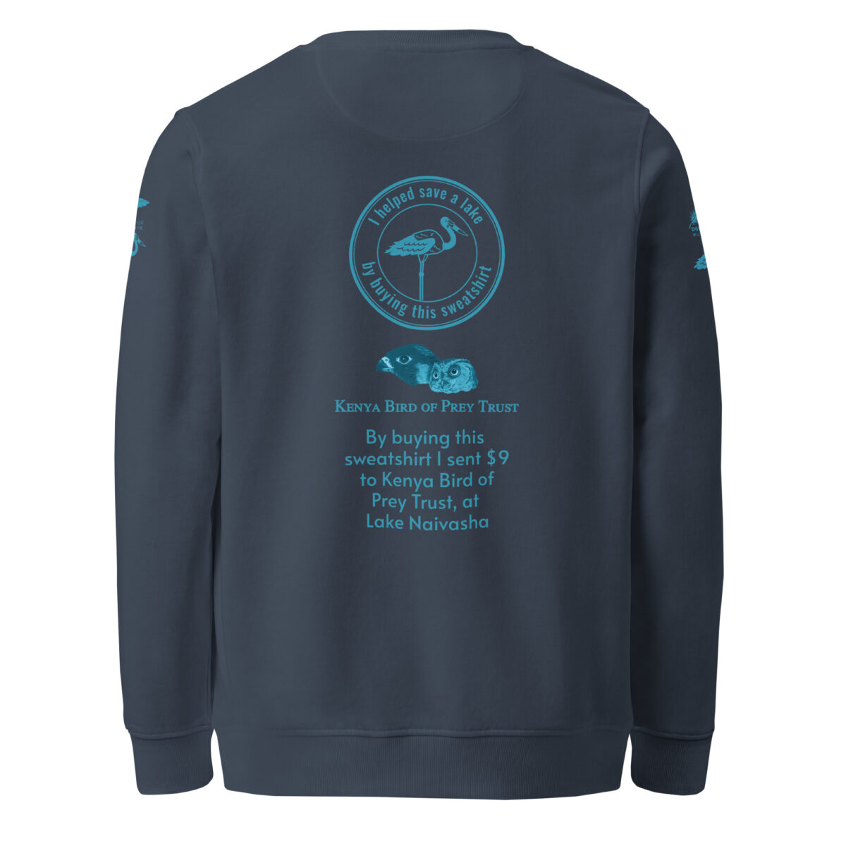 Unisex organic sweatshirt, save Lake Naivasha (saddle-billed stork) - Image 70