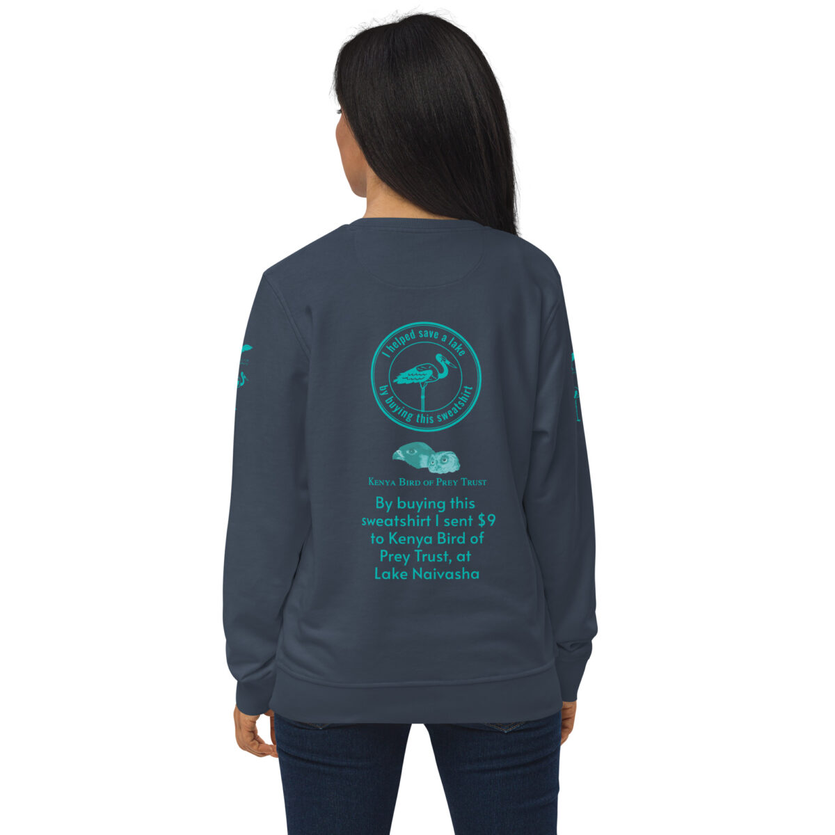 Unisex organic sweatshirt, save Lake Naivasha (saddle-billed stork) - Image 127