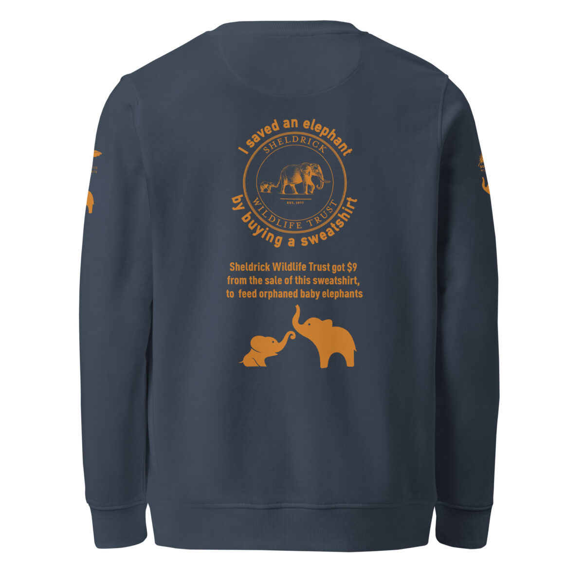 Unisex organic sweatshirt, Save the elephants (posterized art of "Tim",one of te last of thegiant tuskers. - Image 40