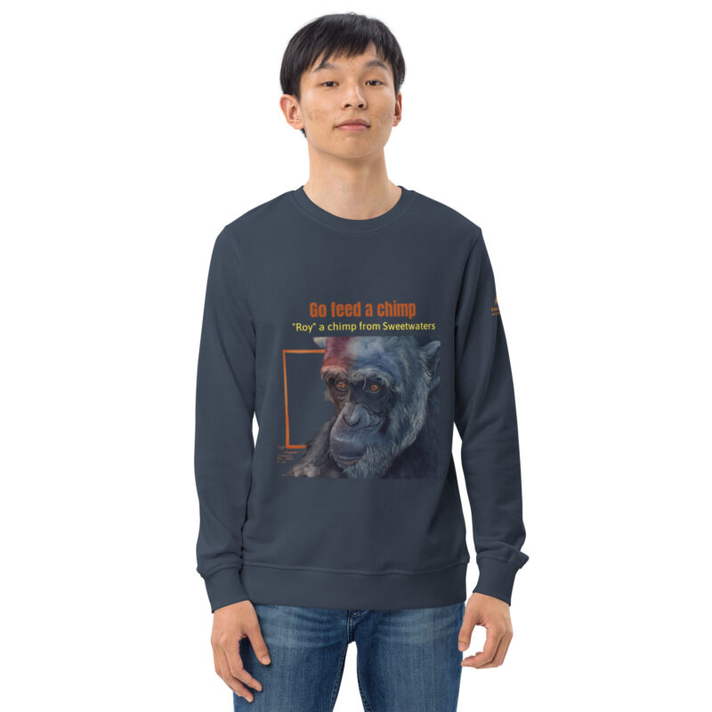 Unisex organic sweatshirt, Go feed a chimp - Image 28