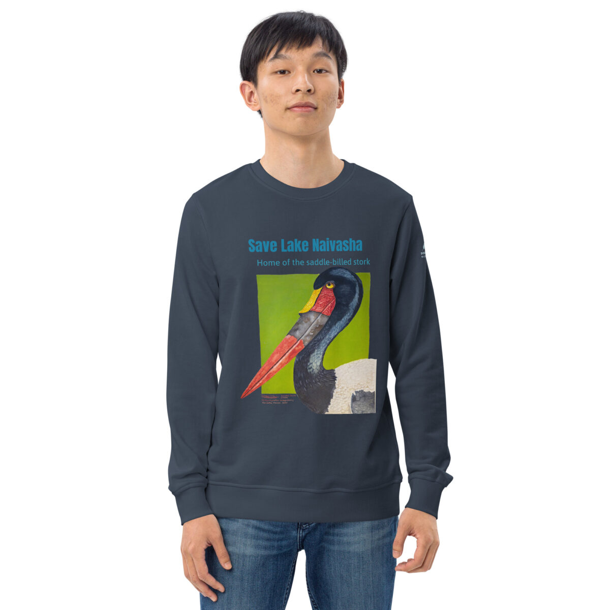Unisex organic sweatshirt, save Lake Naivasha (saddle-billed stork) - Image 31