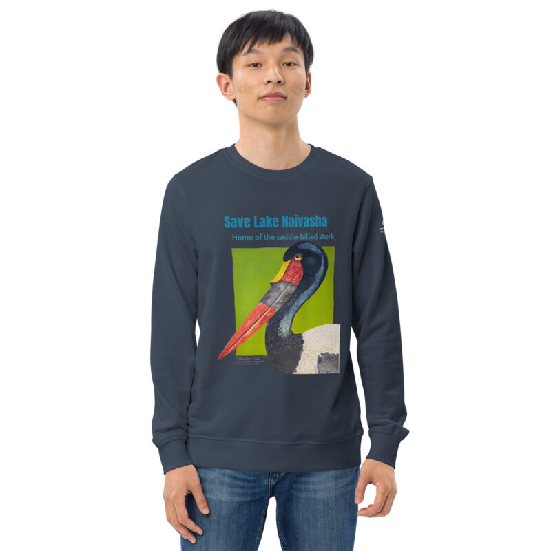 Unisex organic sweatshirt, save Lake Naivasha (saddle-billed stork) - Image 34