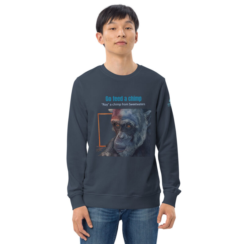 Unisex organic sweatshirt, Go feed a chimp - Image 31
