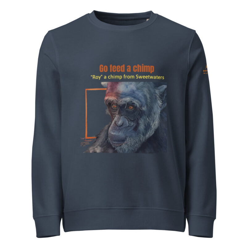 Unisex organic sweatshirt, Go feed a chimp - Image 9