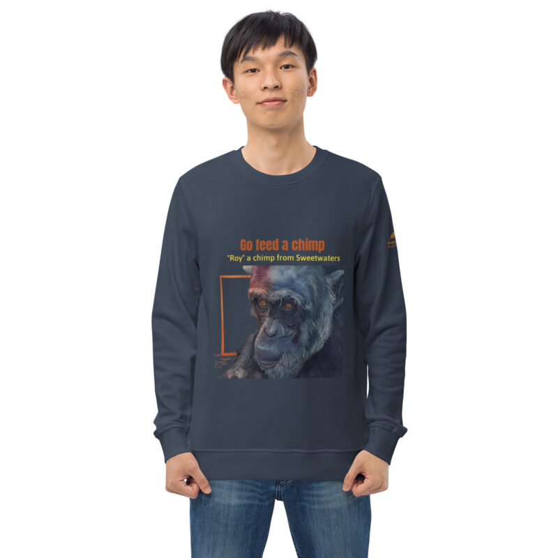 Unisex organic sweatshirt, Go feed a chimp - Image 27