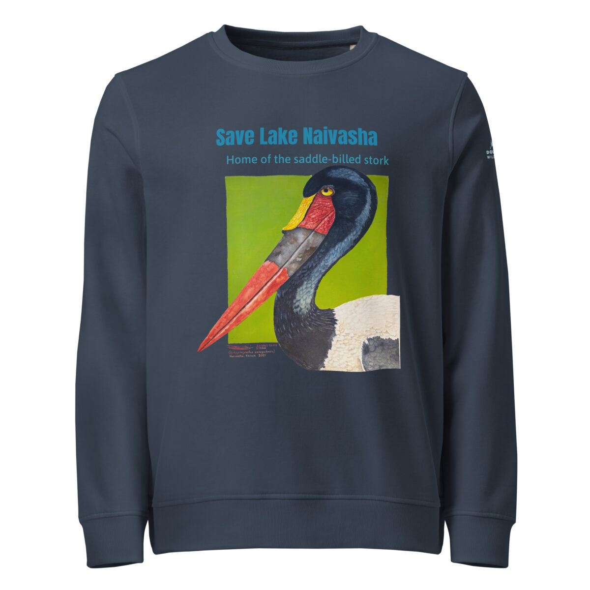 Unisex organic sweatshirt, save Lake Naivasha (saddle-billed stork) - Image 8