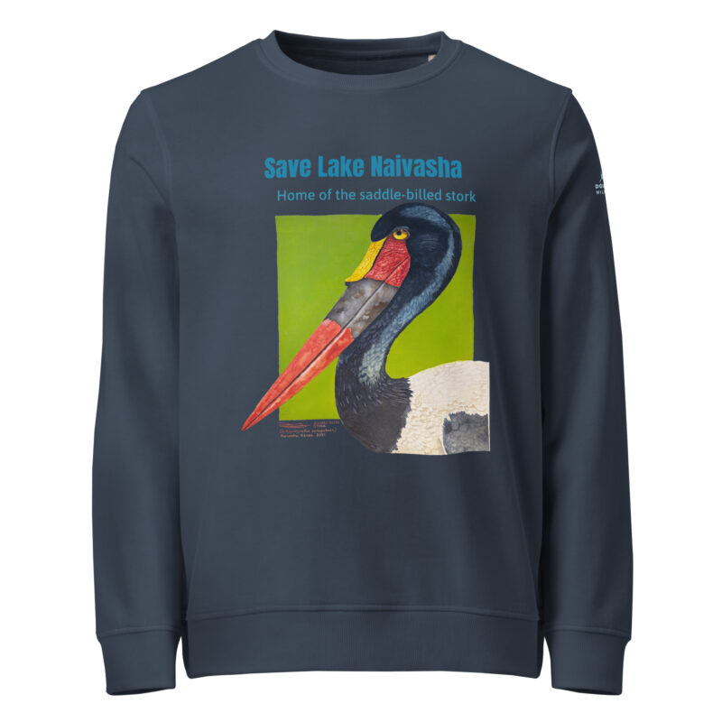 Unisex organic sweatshirt, save Lake Naivasha (saddle-billed stork) - Image 9