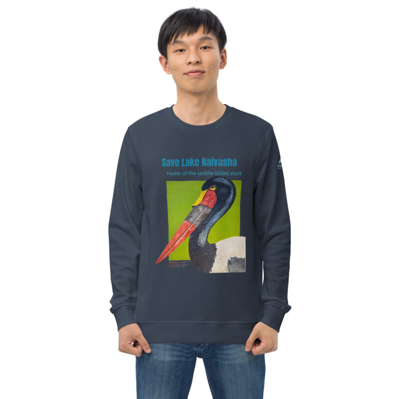 Unisex organic sweatshirt, save Lake Naivasha (saddle-billed stork) - Image 33