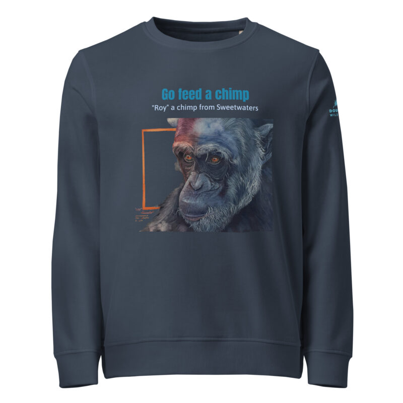 Unisex organic sweatshirt, Go feed a chimp - Image 9