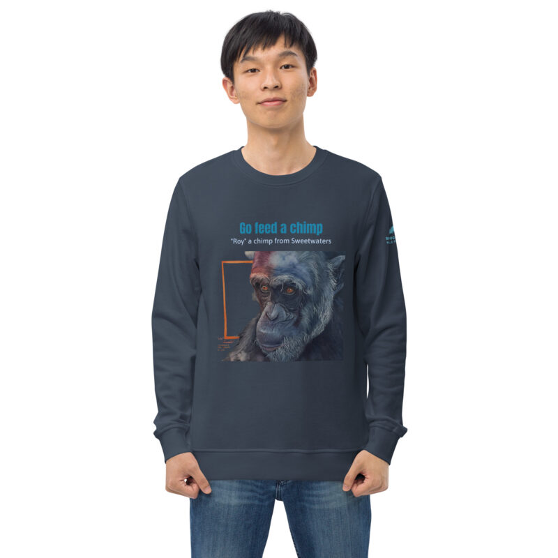 Unisex organic sweatshirt, Go feed a chimp - Image 30