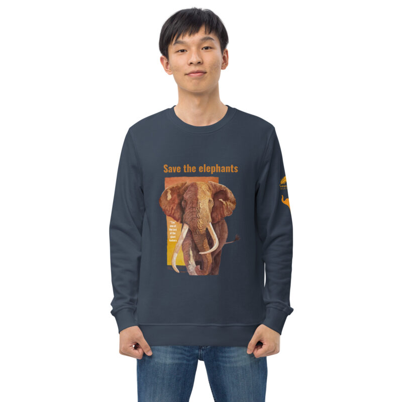Unisex organic sweatshirt, Save the elephants ("Tim") - Image 27