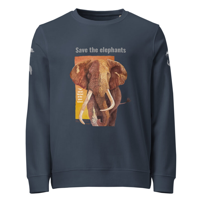 Unisex organic sweatshirt, save the elephants, grey text - Image 12