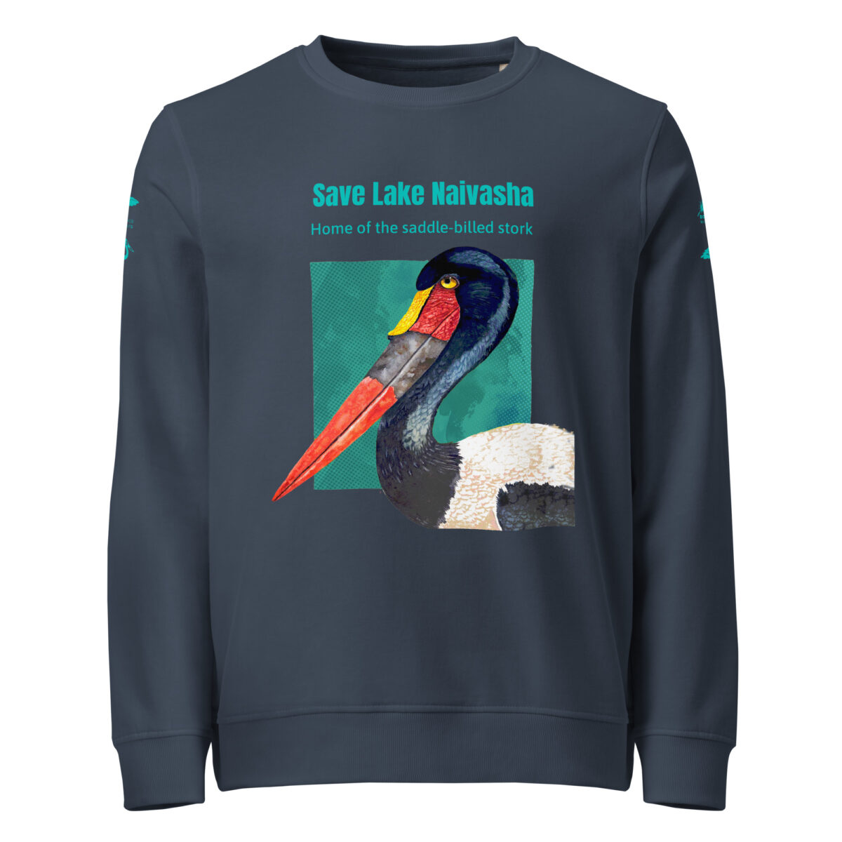 Unisex organic sweatshirt, save Lake Naivasha (saddle-billed stork) - Image 109