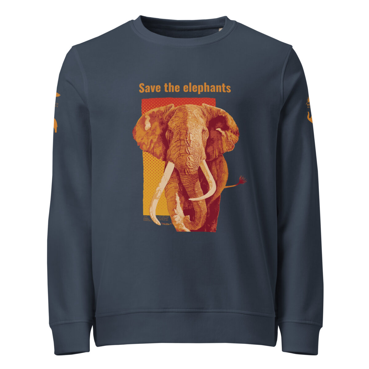 Unisex organic sweatshirt, Save the elephants (posterized art of "Tim",one of te last of thegiant tuskers. - Image 39