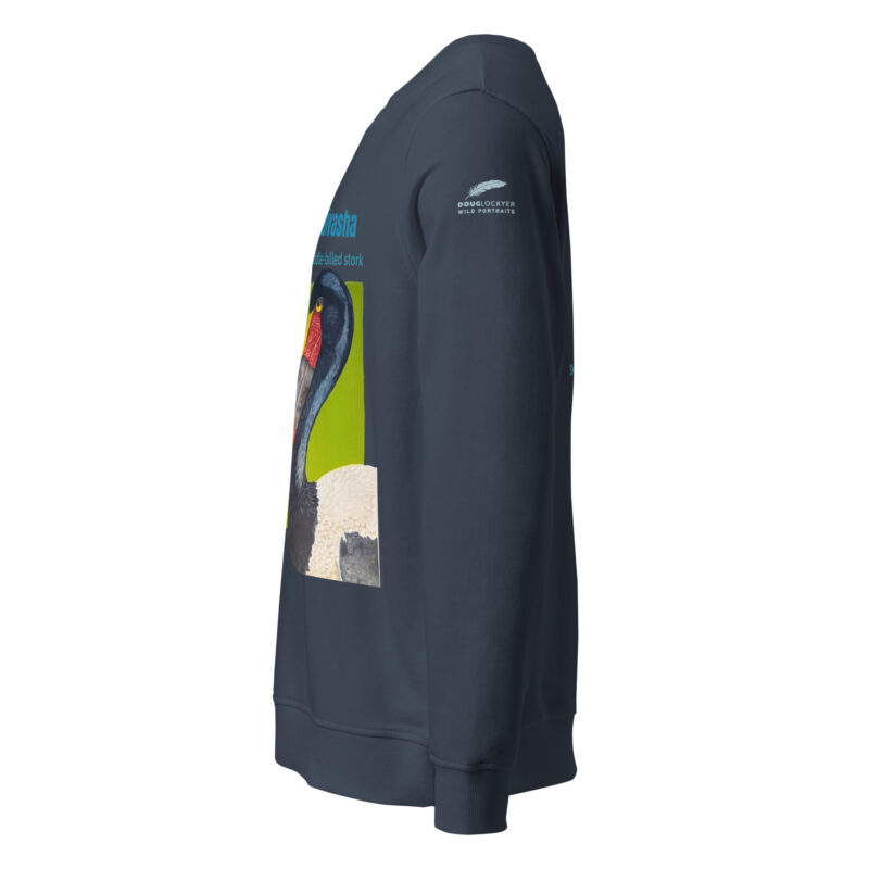 Unisex organic sweatshirt, save Lake Naivasha (saddle-billed stork) - Image 8
