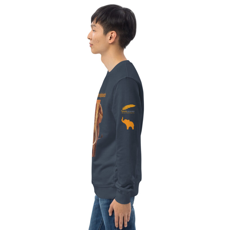 Unisex organic sweatshirt, Save the elephants ("Tim") - Image 30