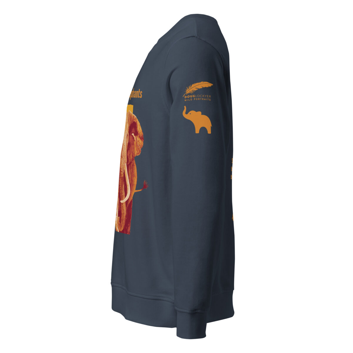 Unisex organic sweatshirt, Save the elephants (posterized art of "Tim",one of te last of thegiant tuskers. - Image 10
