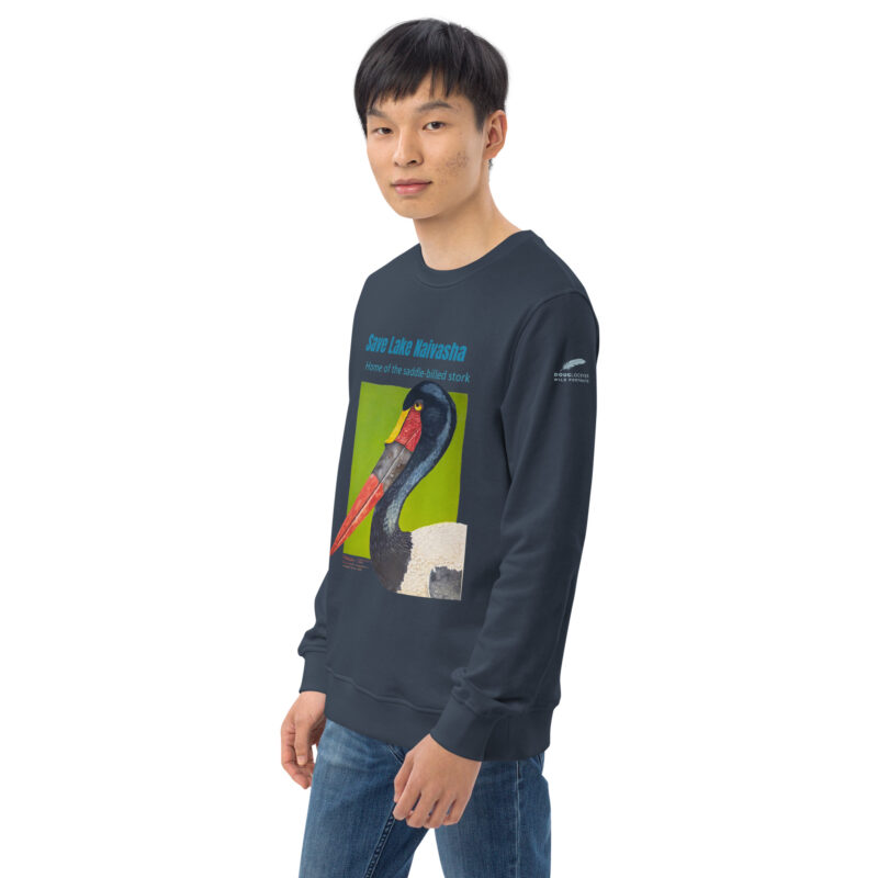 Unisex organic sweatshirt, save Lake Naivasha (saddle-billed stork) - Image 37