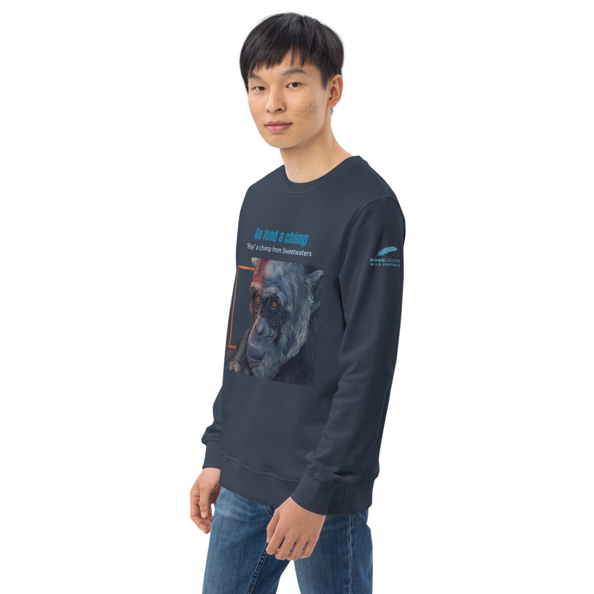 Unisex organic sweatshirt, Go feed a chimp - Image 34