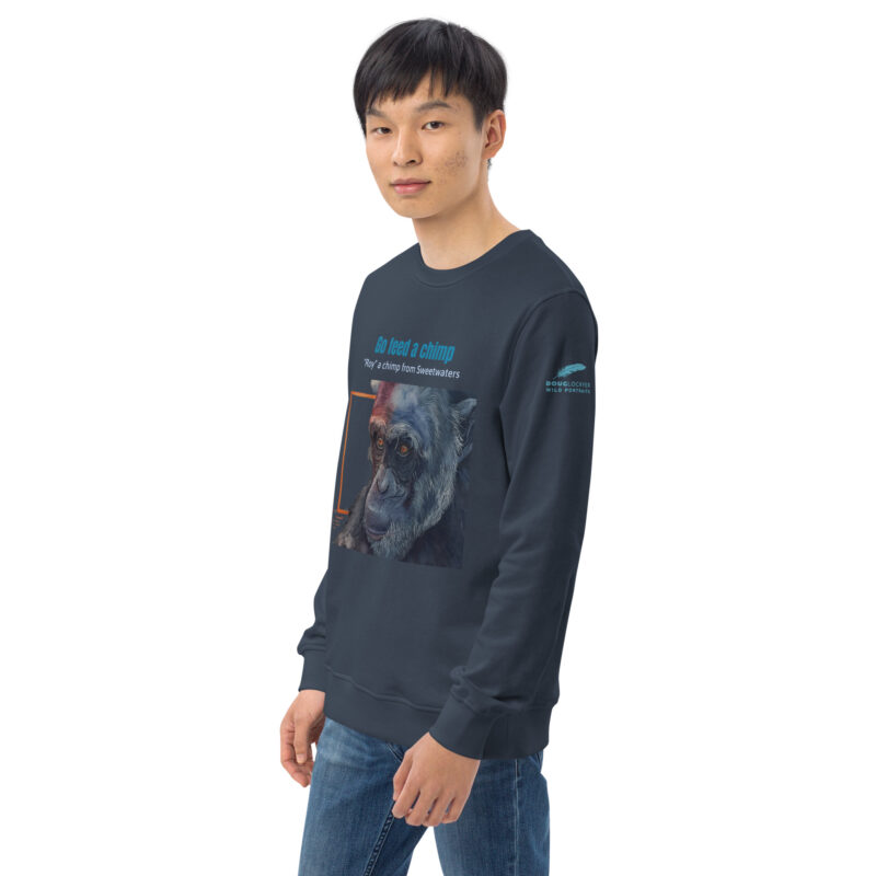 Unisex organic sweatshirt, Go feed a chimp - Image 34