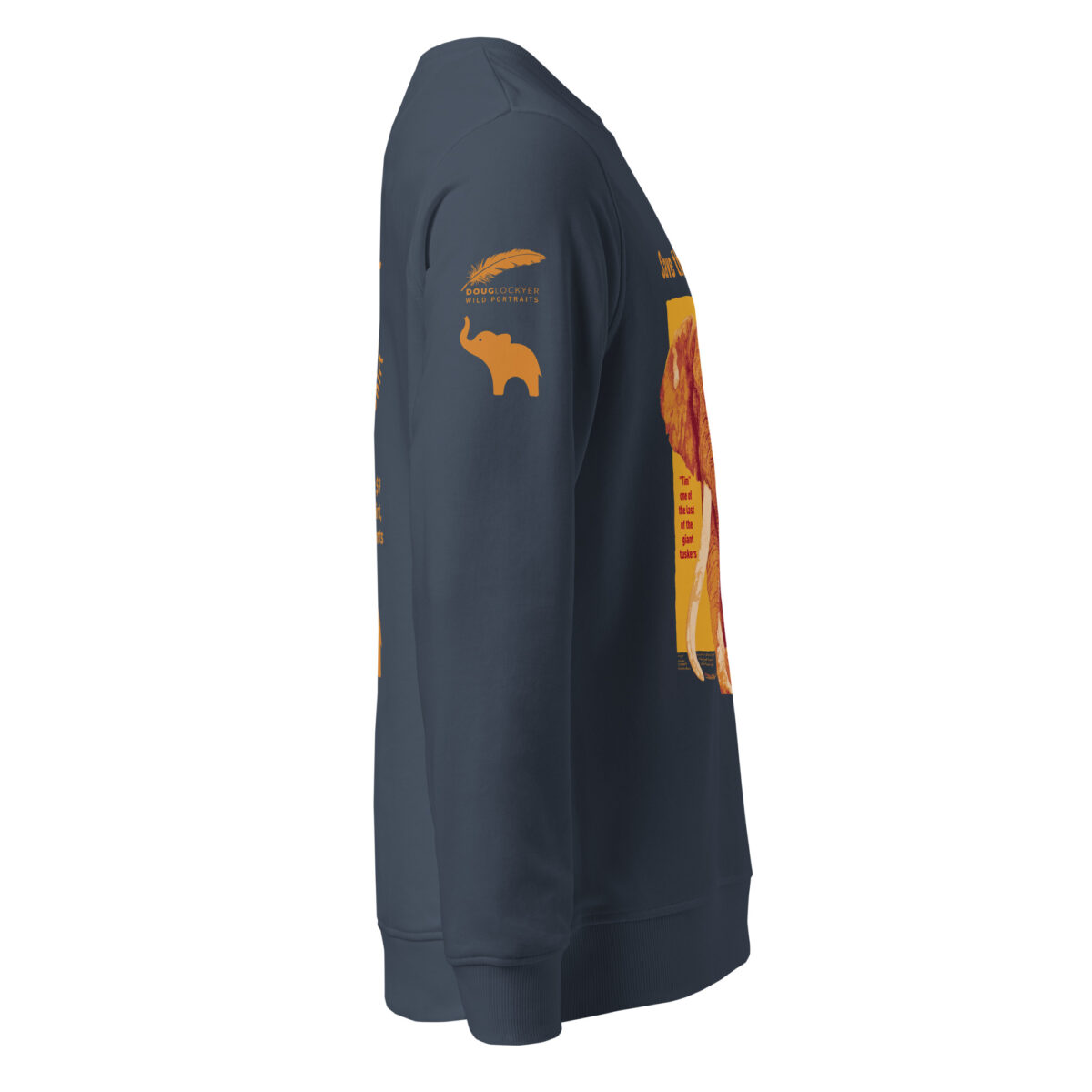Unisex organic sweatshirt, Save the elephants (posterized art of "Tim",one of te last of thegiant tuskers. - Image 9