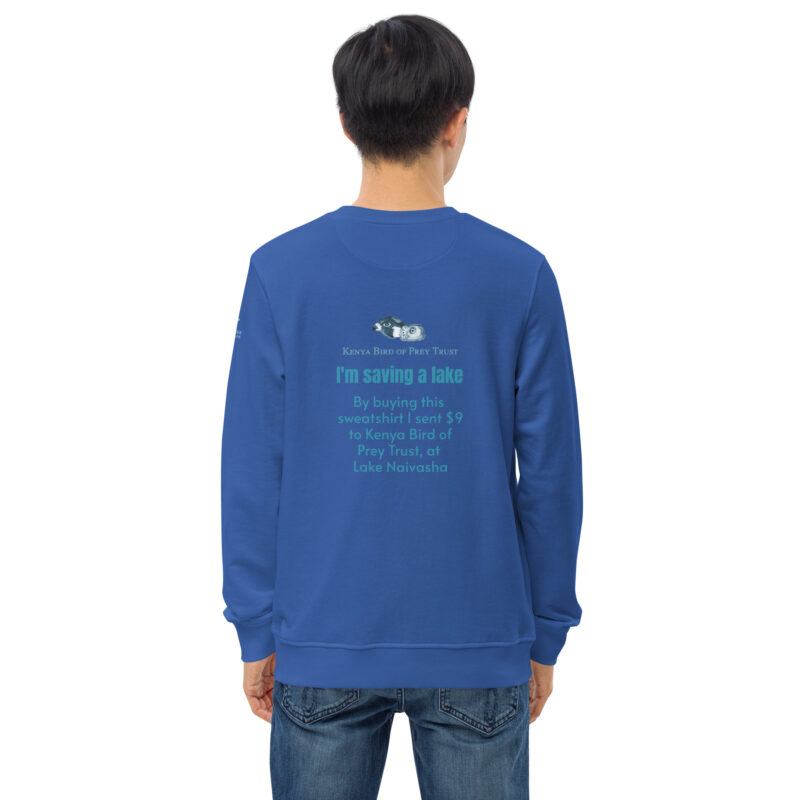 Unisex organic sweatshirt, save Lake Naivasha (saddle-billed stork) - Image 49