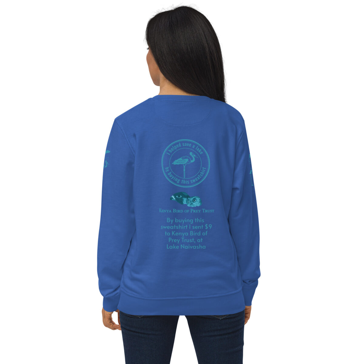 Unisex organic sweatshirt, save Lake Naivasha (saddle-billed stork) - Image 92