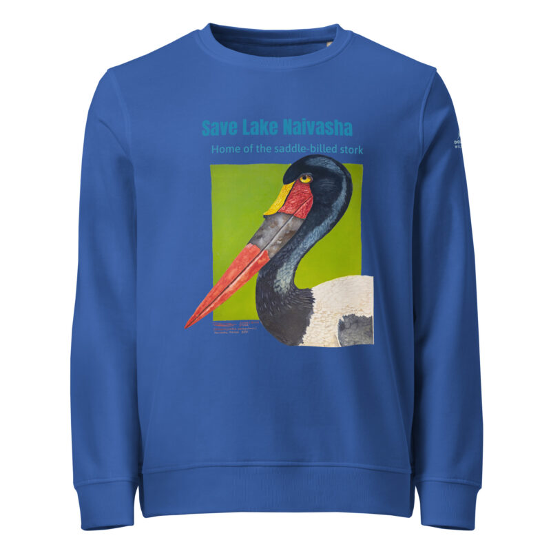 Unisex organic sweatshirt, save Lake Naivasha (saddle-billed stork) - Image 15