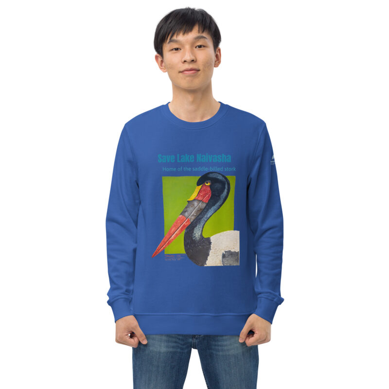 Unisex organic sweatshirt, save Lake Naivasha (saddle-billed stork) - Image 47